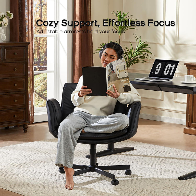 Criss Cross Chair with Arms and Wheels PU