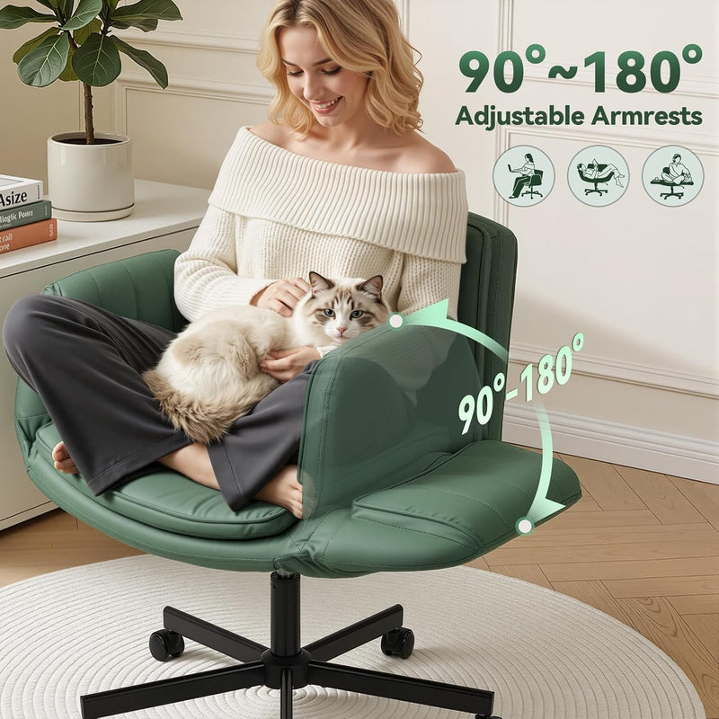 Criss Cross Legged Office Chair Vanity Swivel Desk