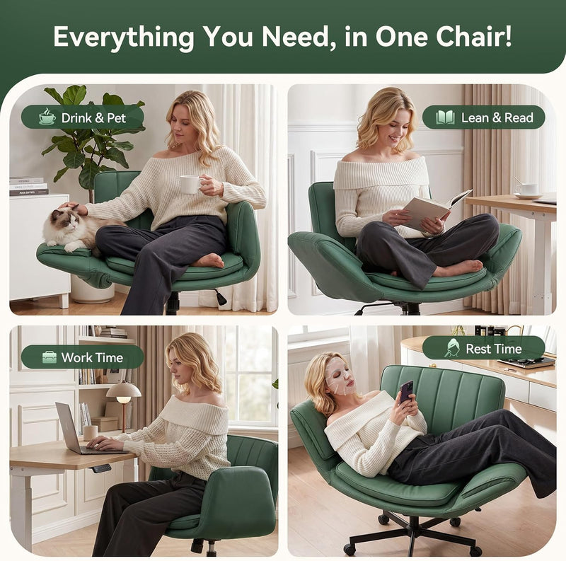 Criss Cross Legged Office Chair Vanity Swivel Desk