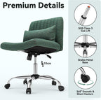 Cross Legged Office Chair Chenille Armless Vanity
