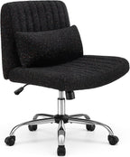 Cross Legged Office Chair Chenille Armless Vanity