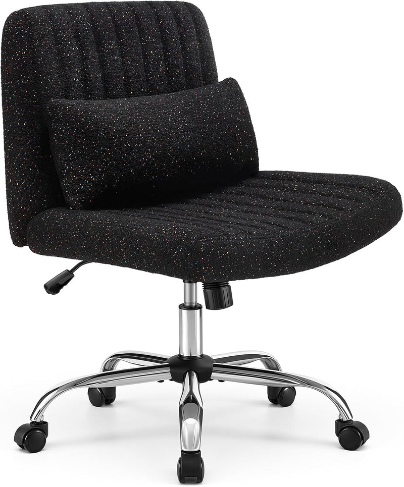 Cross Legged Office Chair Chenille Armless Vanity
