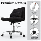 Cross Legged Office Chair Chenille Armless Vanity