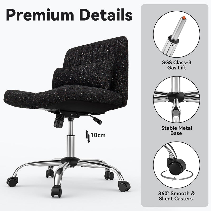 Cross Legged Office Chair Chenille Armless Vanity