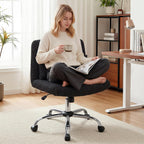 Cross Legged Office Chair Chenille Armless Vanity