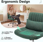 Cross Legged Office Chair Chenille Armless Vanity