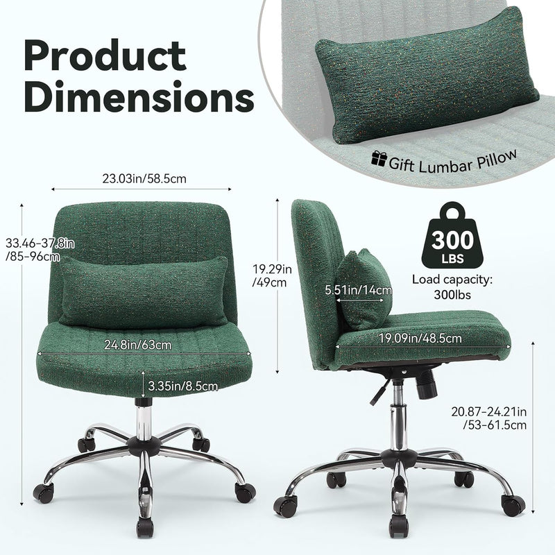Cross Legged Office Chair Chenille Armless Vanity