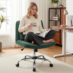 Cross Legged Office Chair Chenille Armless Vanity
