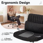 Cross Legged Office Chair Chenille Armless Vanity
