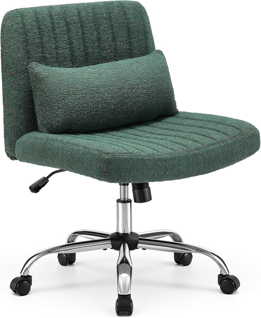 Cross Legged Office Chair Chenille Armless Vanity