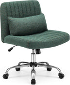 Cross Legged Office Chair Chenille Armless Vanity