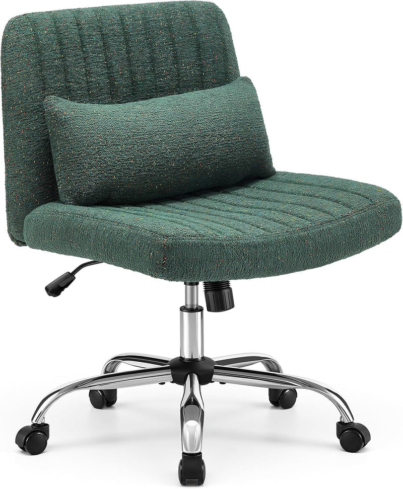 Cross Legged Office Chair Chenille Armless Vanity
