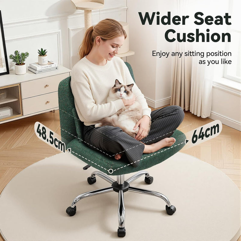Cross Legged Office Chair Chenille Armless Vanity