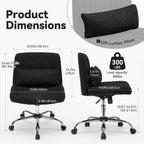 Cross Legged Office Chair Chenille Armless Vanity