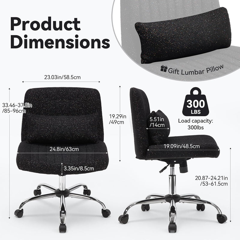 Cross Legged Office Chair Chenille Armless Vanity