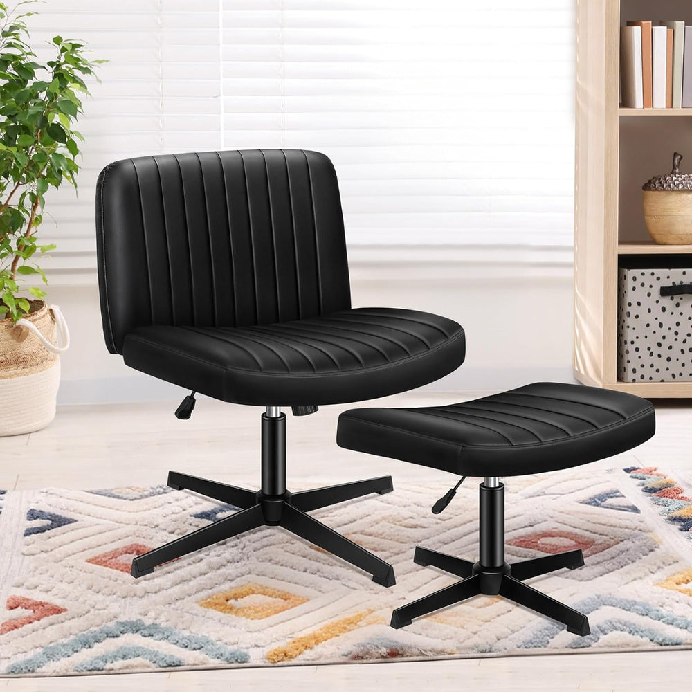 Cross Legged Office Chair Wide Seat Armless Desk