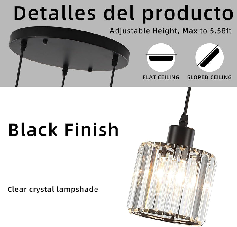Crystal 3-Light Pendant Ceiling Light Kitchen Island Lights