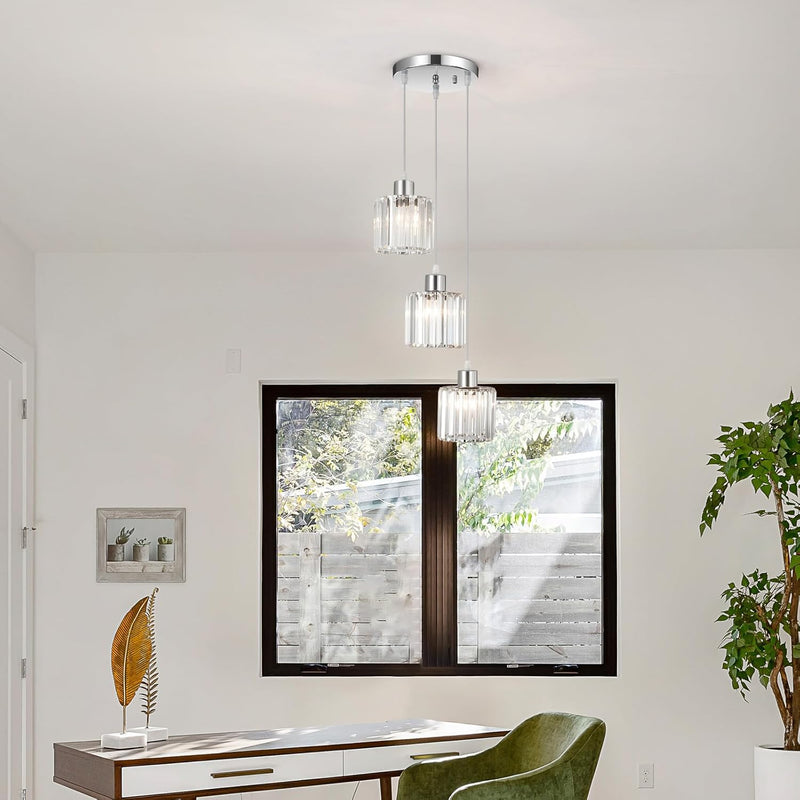 Crystal 3-Light Pendant Ceiling Light Kitchen Island Lights
