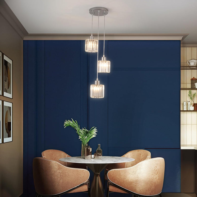 Crystal 3-Light Pendant Ceiling Light Kitchen Island Lights