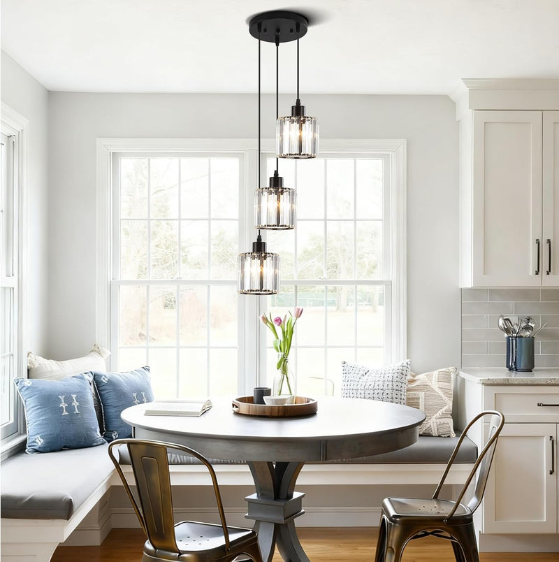 Crystal 3-Light Pendant Ceiling Light Kitchen Island Lights