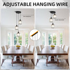 Crystal 3-Light Pendant Ceiling Light Kitchen Island Lights