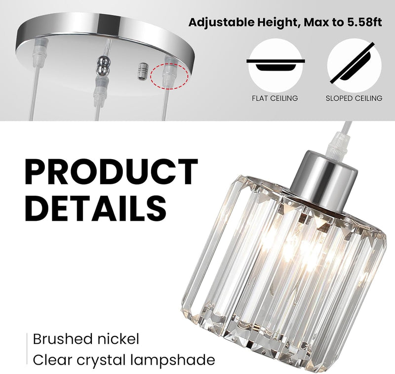 Crystal 3-Light Pendant Ceiling Light Kitchen Island Lights