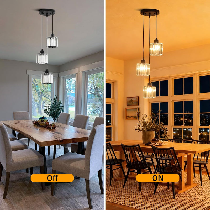 Crystal 3-Light Pendant Ceiling Light Kitchen Island Lights
