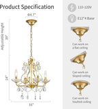 Crystal 5-Light Candle Chandelier Pendant Flushmount Ceiling
