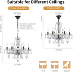 Crystal 5-Light Candle Chandelier Pendant Flushmount Ceiling