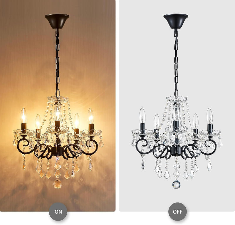 Crystal 5-Light Candle Chandelier Pendant Flushmount Ceiling