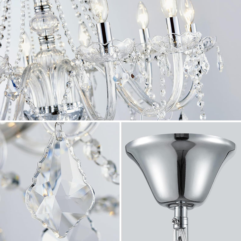 Crystal 5-Light Candle Chandelier Pendant Flushmount Ceiling