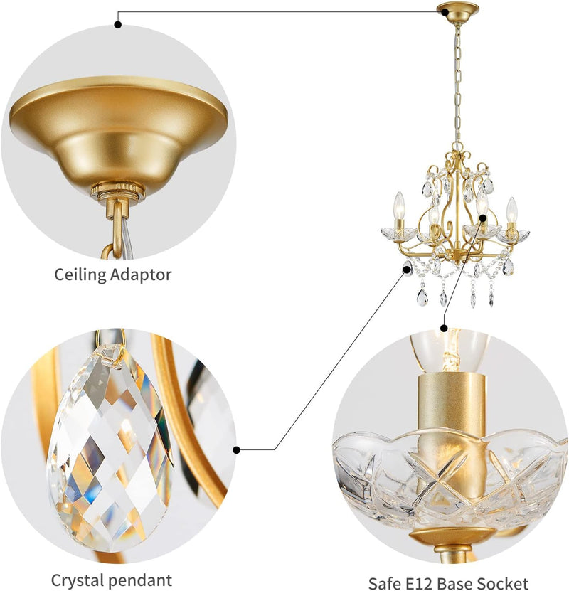 Crystal 5-Light Candle Chandelier Pendant Flushmount Ceiling