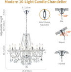 Crystal 5-Light Candle Chandelier Pendant Flushmount Ceiling