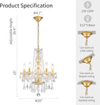 Crystal 5-Light Candle Chandelier Pendant Flushmount Ceiling