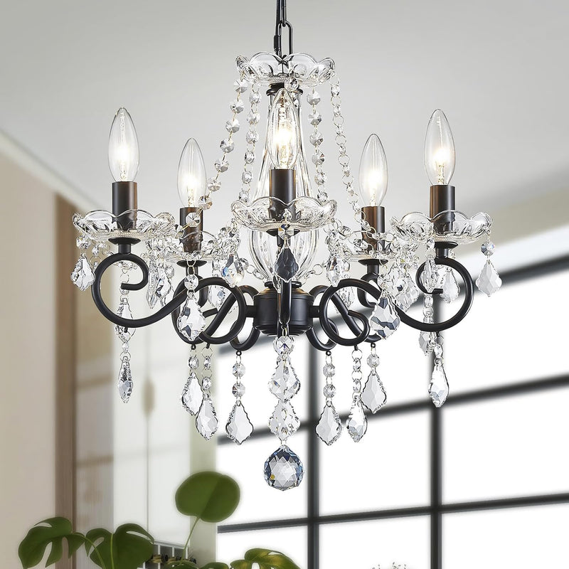 Crystal 5-Light Candle Chandelier Pendant Flushmount Ceiling