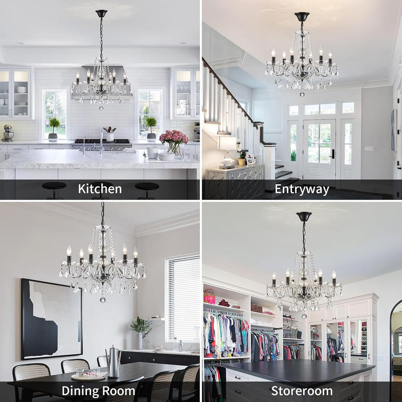 Crystal 5-Light Candle Chandelier Pendant Flushmount Ceiling