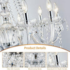 Crystal 5-Light Candle Chandelier Pendant Flushmount Ceiling