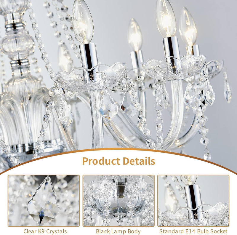 Crystal 5-Light Candle Chandelier Pendant Flushmount Ceiling