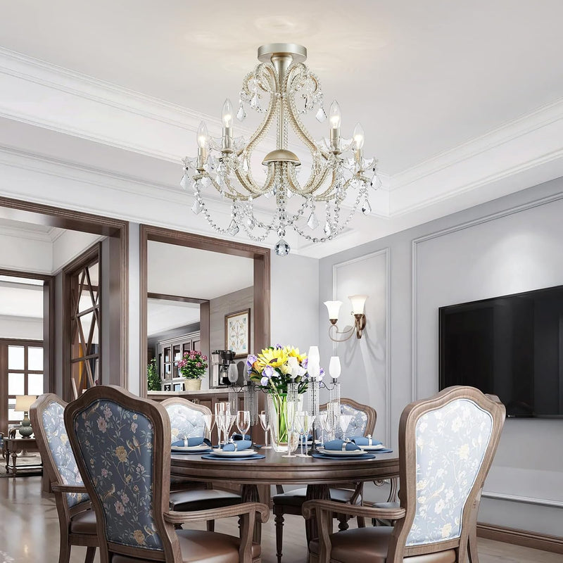 Crystal 5-Light Candle Chandelier Pendant Flushmount Ceiling