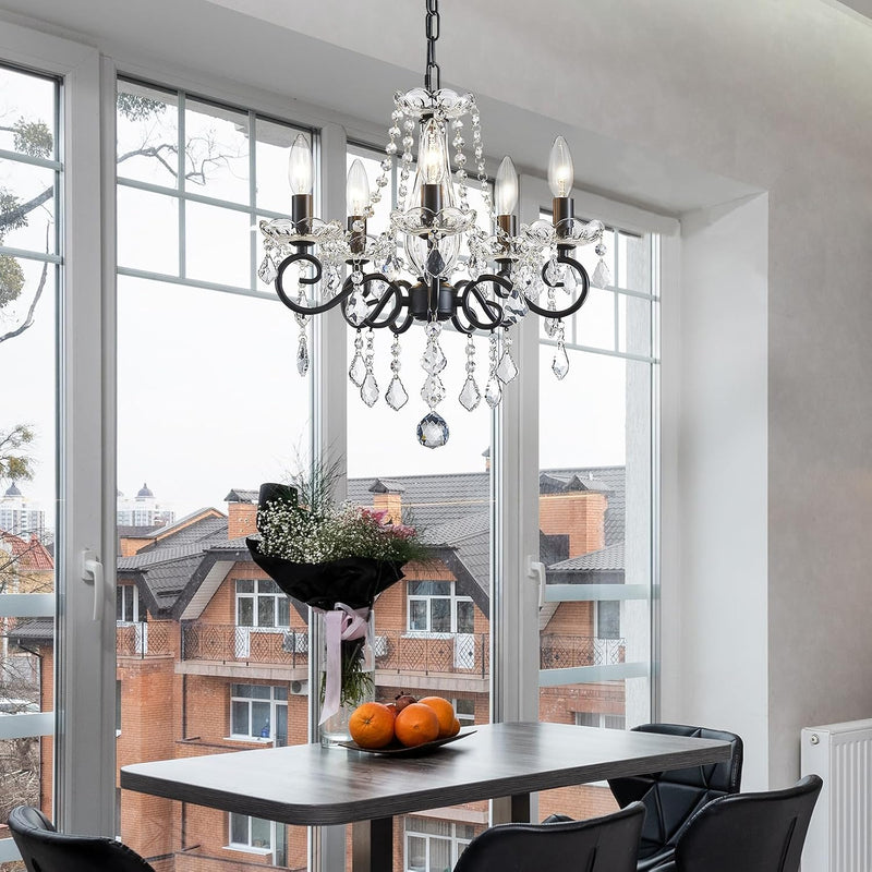 Crystal 5-Light Candle Chandelier Pendant Flushmount Ceiling