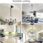 Crystal 5-Light Candle Chandelier Pendant Flushmount Ceiling