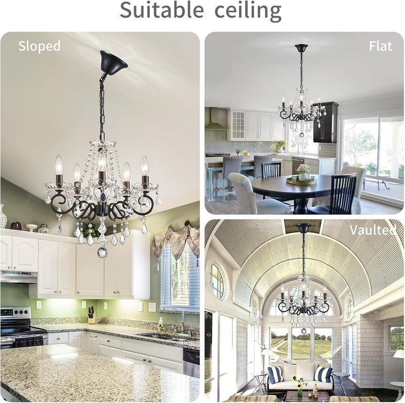 Crystal 5-Light Candle Chandelier Pendant Flushmount Ceiling
