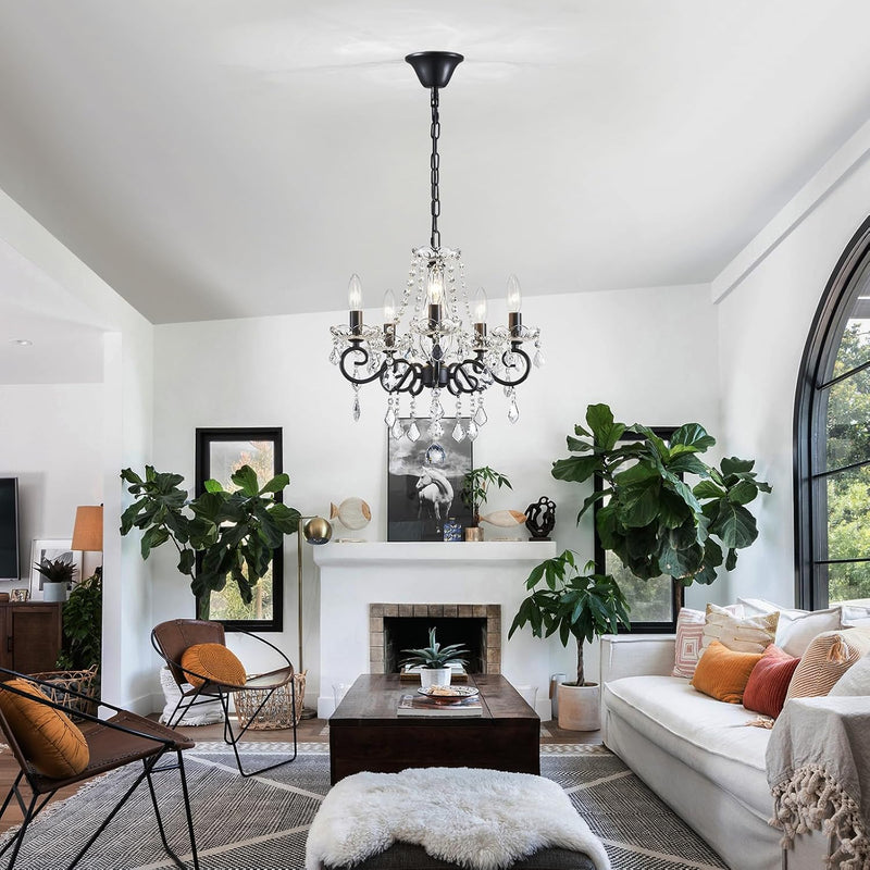 Crystal 5-Light Candle Chandelier Pendant Flushmount Ceiling
