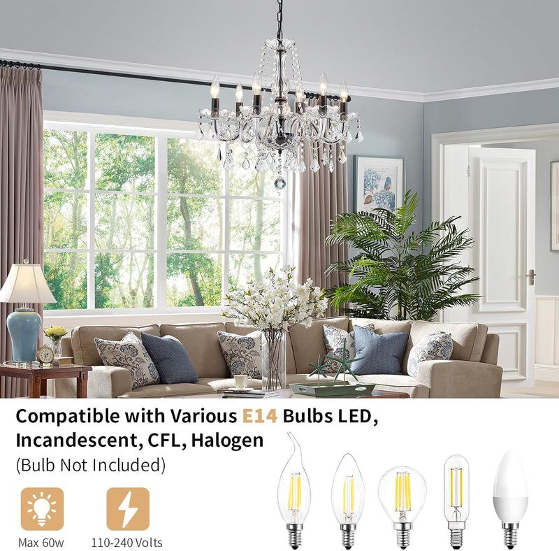 Crystal 5-Light Candle Chandelier Pendant Flushmount Ceiling