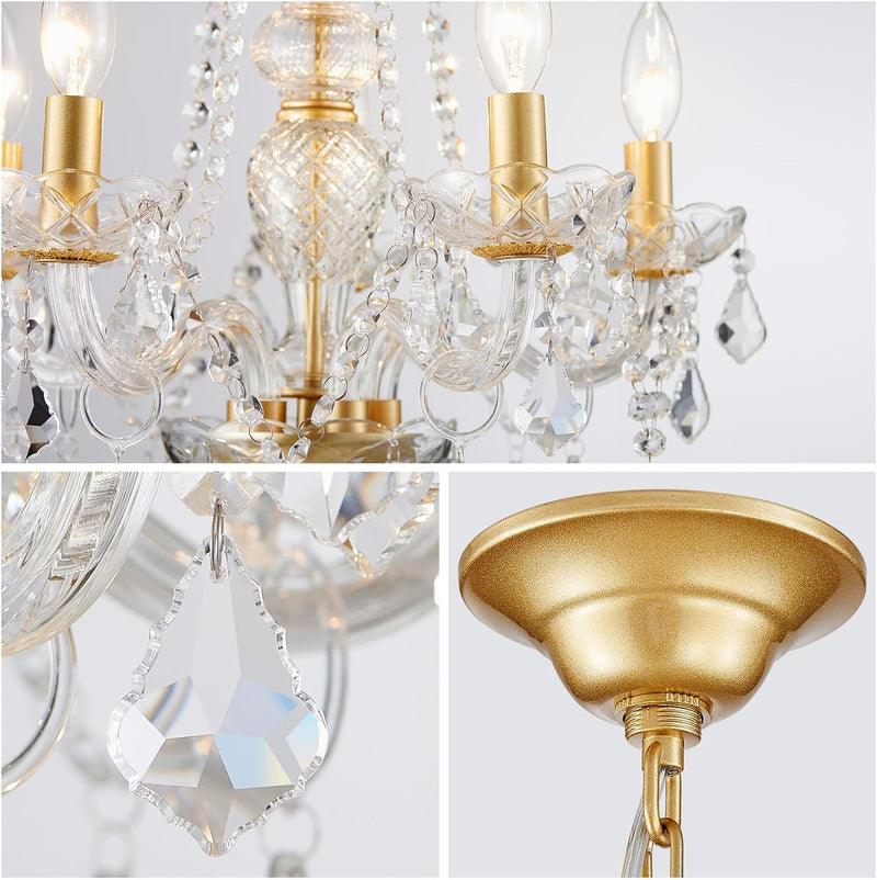 Crystal 5-Light Candle Chandelier Pendant Flushmount Ceiling