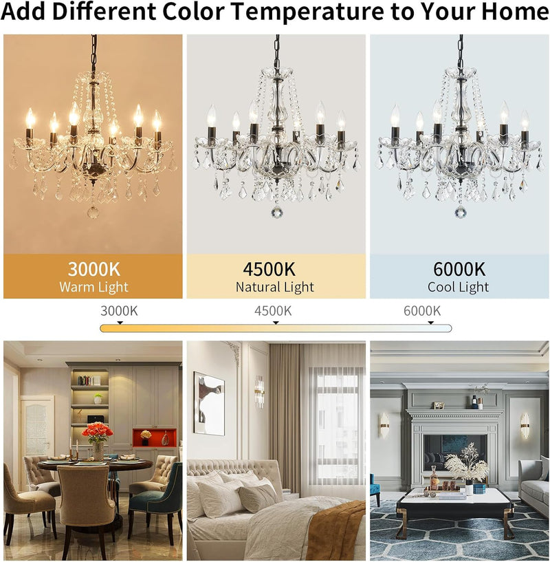 Crystal 5-Light Candle Chandelier Pendant Flushmount Ceiling