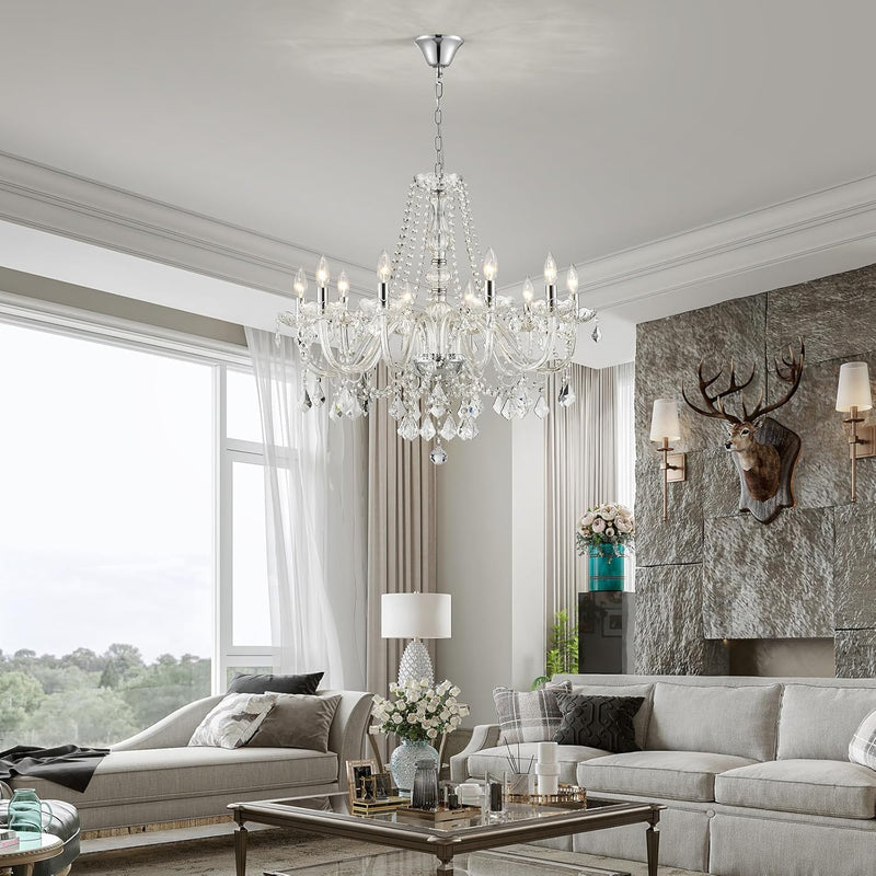 Crystal 5-Light Candle Chandelier Pendant Flushmount Ceiling