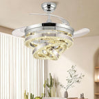 Crystal Ceiling Fans with Lights and Remote Smart