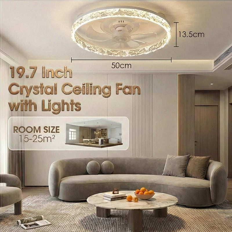 Crystal Ceiling Fans with Lights and Remote Smart