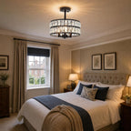 Crystal Ceiling Light Chrome 3-Light Semi Flush Lights